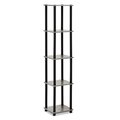 Highkey 99132GYW-BK Turn-N-Tube 5-Tier Corner Square Rack Display Shelf; French Oak Grey & Black LR375171